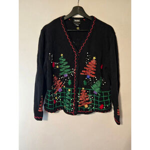 Vintage Women's Designers Originals Studio Christmas Tree Holiday Sweater